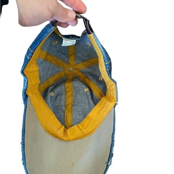 Y2k Jean route 66 crystal black bling cap hat Denim Diamonds biker Glam cowgirl - Picture 3 of 3